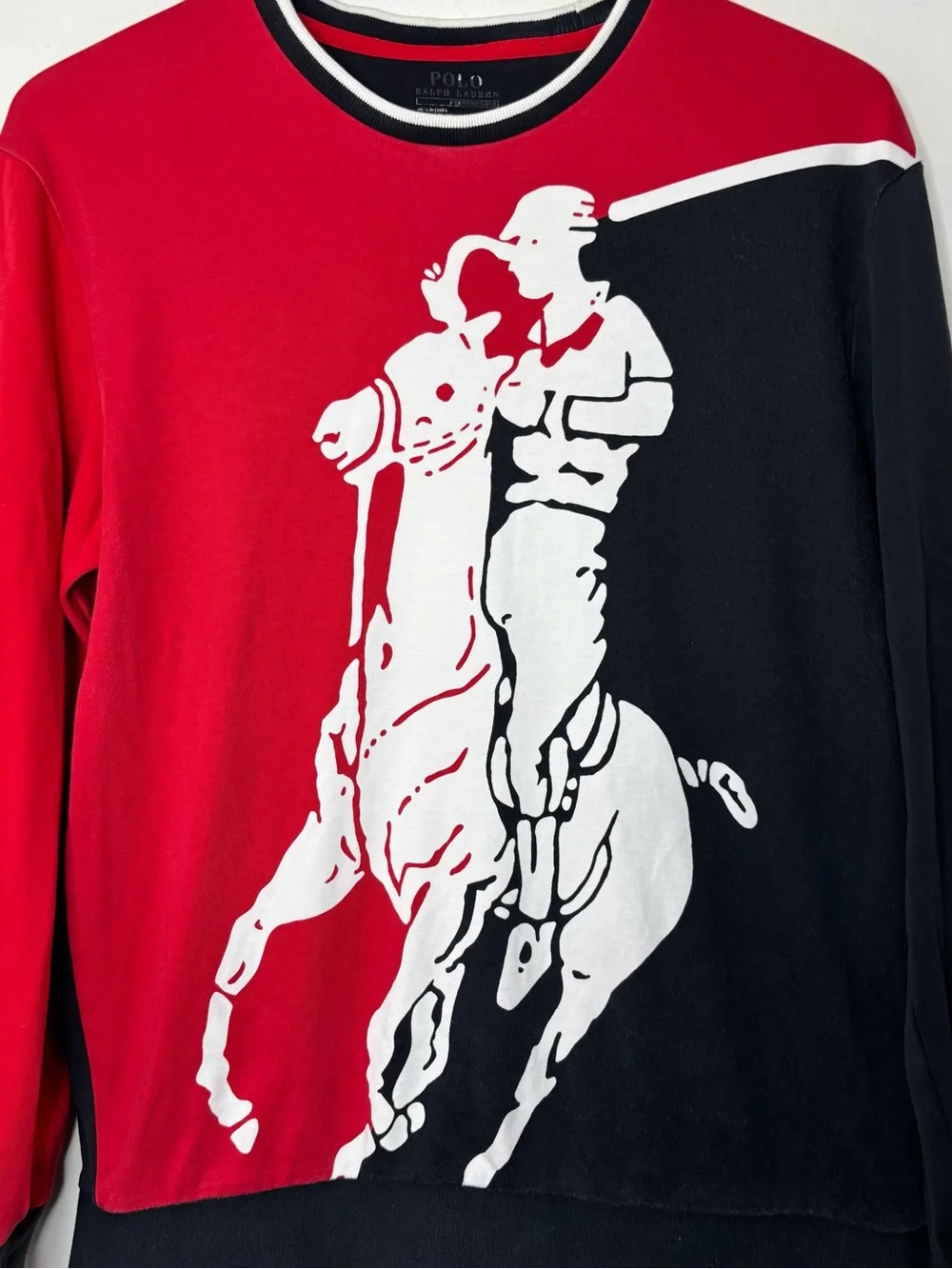 Polo Ralph Lauren Men’s Performance Crew Sweatshirt Red Black Big Pony Graphic S